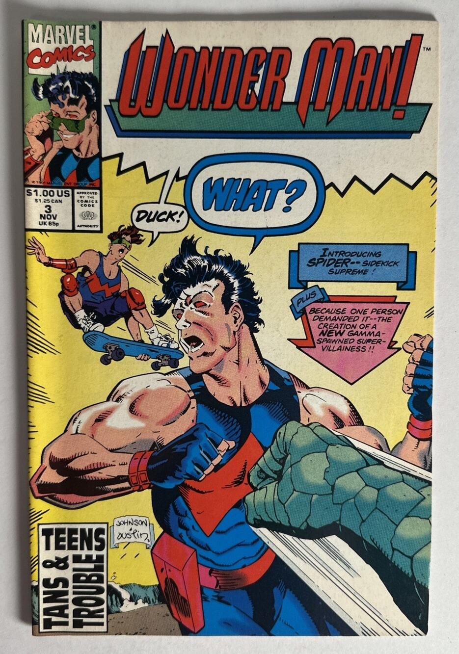 Wonder Man #3 1991 Marvel Comics 1st appearance Spider Jeff Johnson Cover